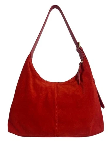 Red suede shoulder bag